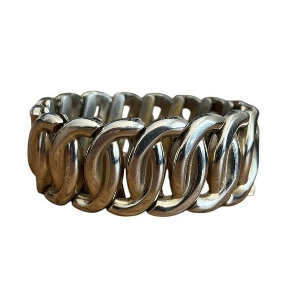 Vintage Bracelet Silver Gold Tone  Expandable Accordion Style - Picture 1 of 4